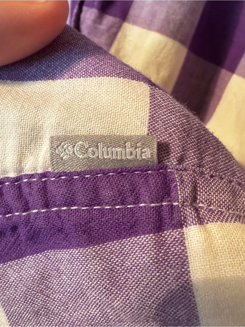 Columbia LSU Tigers Women’s XL Purple Plaid Hooded Flannel Shirt Roll Tab - Picture 5 of 12